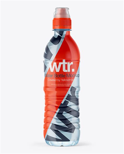Download 500ml Water Bottle with Sport Cap Mockup - Shrink Sleeve Labeling
